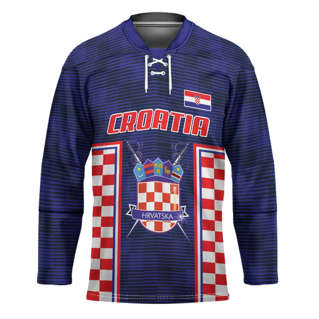 Custom Croatia Football Hockey Jersey Hrvatska Chessboard Heritage - Wonder Print Shop