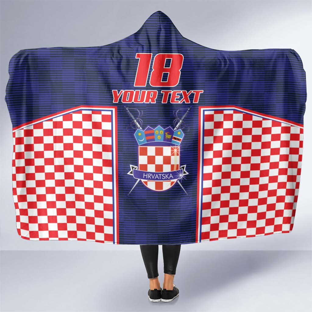 Custom Croatia Football Hooded Blanket Hrvatska Chessboard Heritage - Wonder Print Shop
