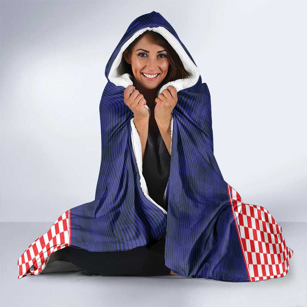Custom Croatia Football Hooded Blanket Hrvatska Chessboard Heritage - Wonder Print Shop