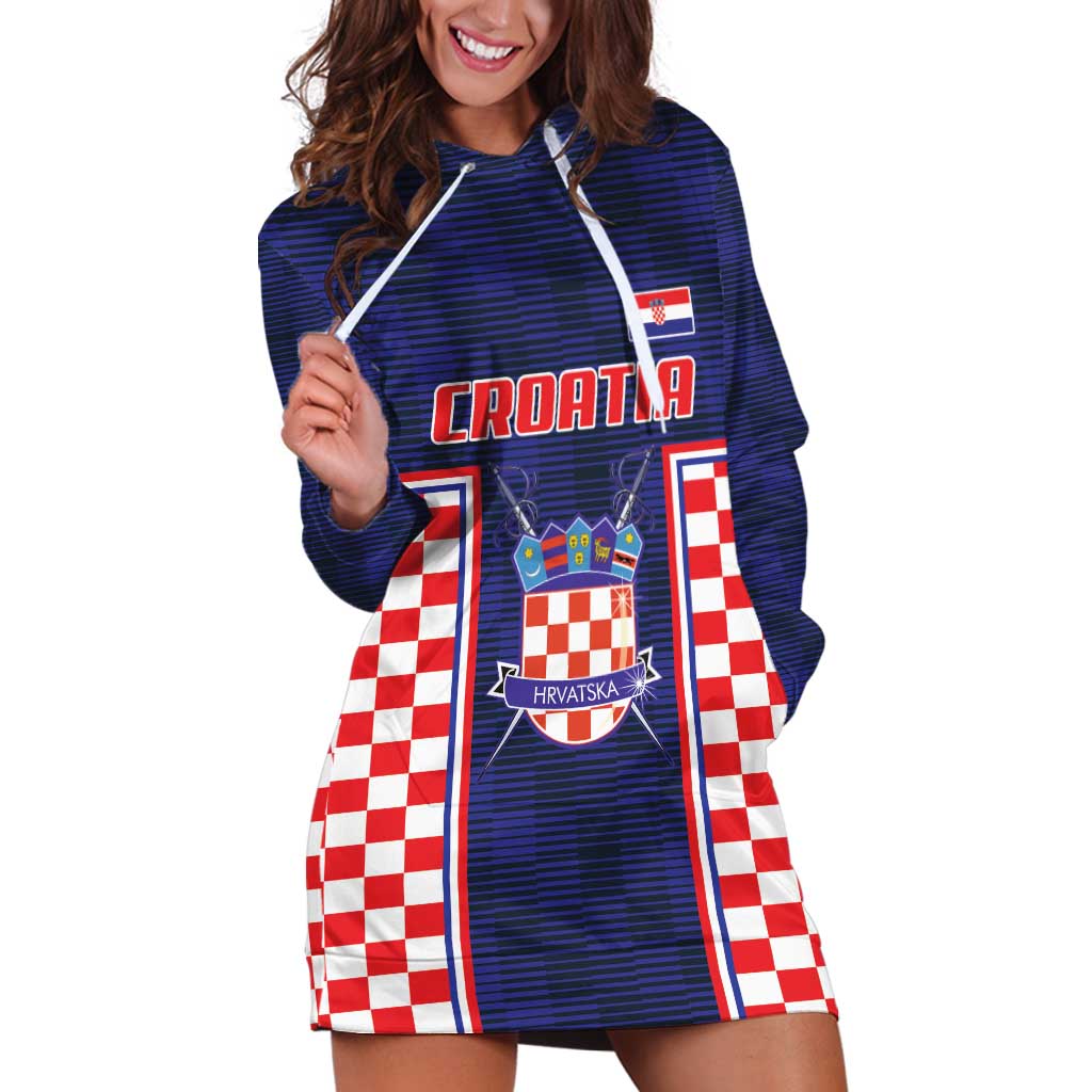 Custom Croatia Football Hoodie Dress Hrvatska Chessboard Heritage - Wonder Print Shop