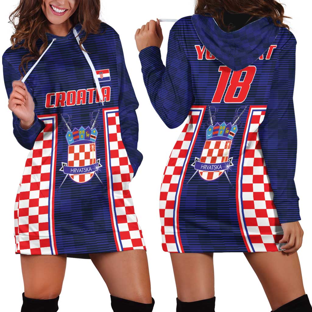 Custom Croatia Football Hoodie Dress Hrvatska Chessboard Heritage - Wonder Print Shop