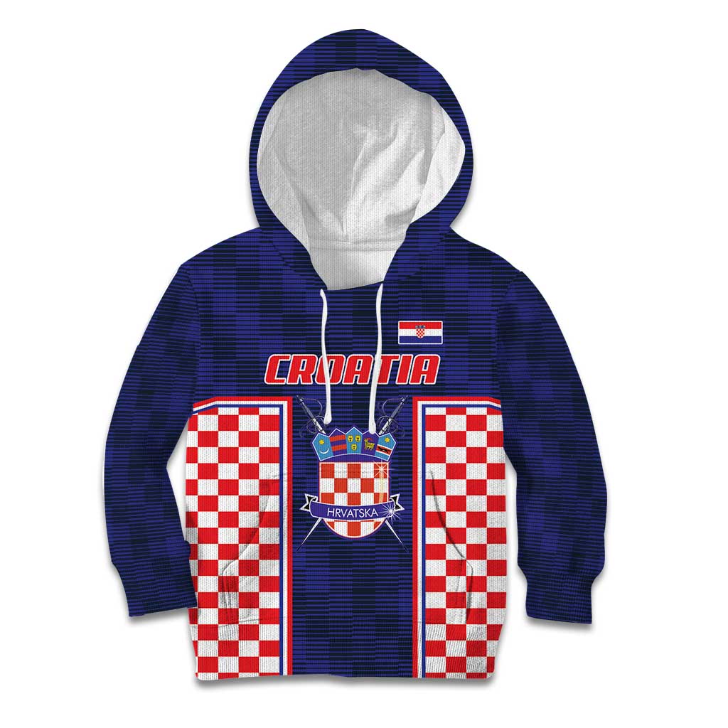 Custom Croatia Football Kid Hoodie Hrvatska Chessboard Heritage - Wonder Print Shop
