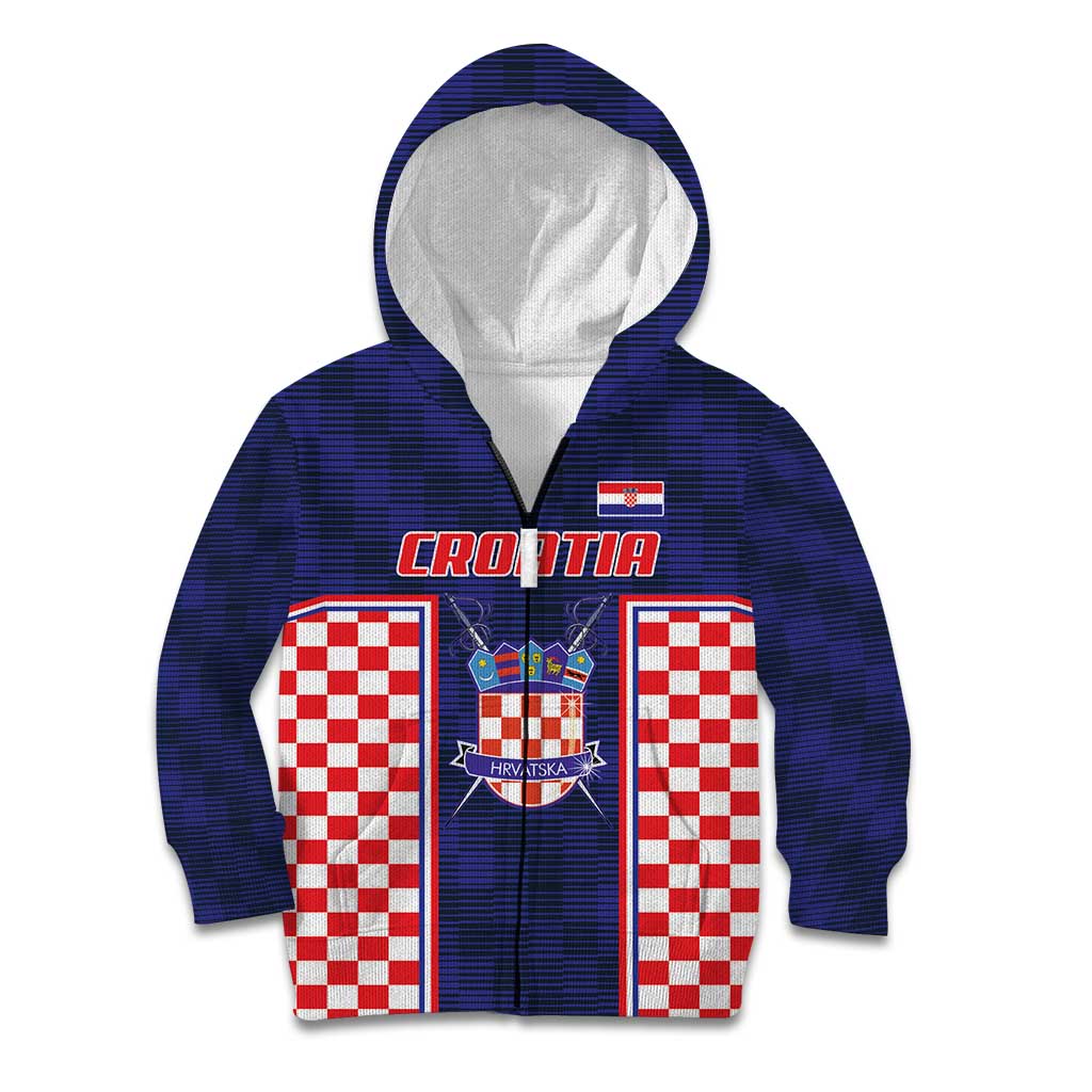 Custom Croatia Football Kid Hoodie Hrvatska Chessboard Heritage - Wonder Print Shop