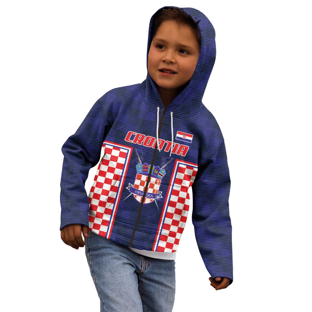 Custom Croatia Football Kid Hoodie Hrvatska Chessboard Heritage - Wonder Print Shop