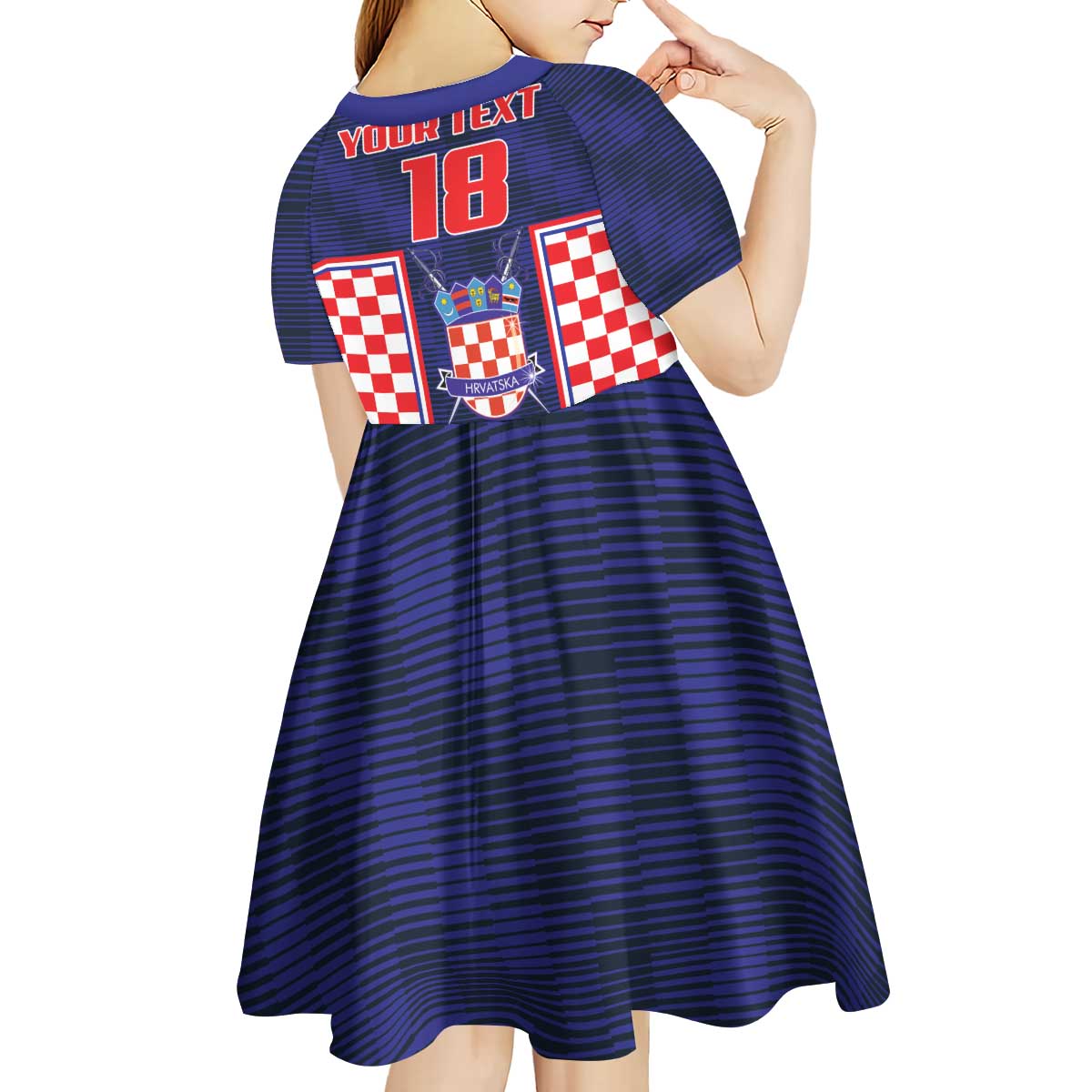 Custom Croatia Football Kid Short Sleeve Dress Hrvatska Chessboard Heritage - Wonder Print Shop
