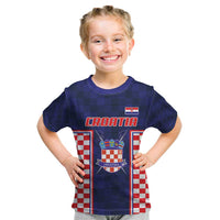 Custom Croatia Football Kid T Shirt Hrvatska Chessboard Heritage - Wonder Print Shop