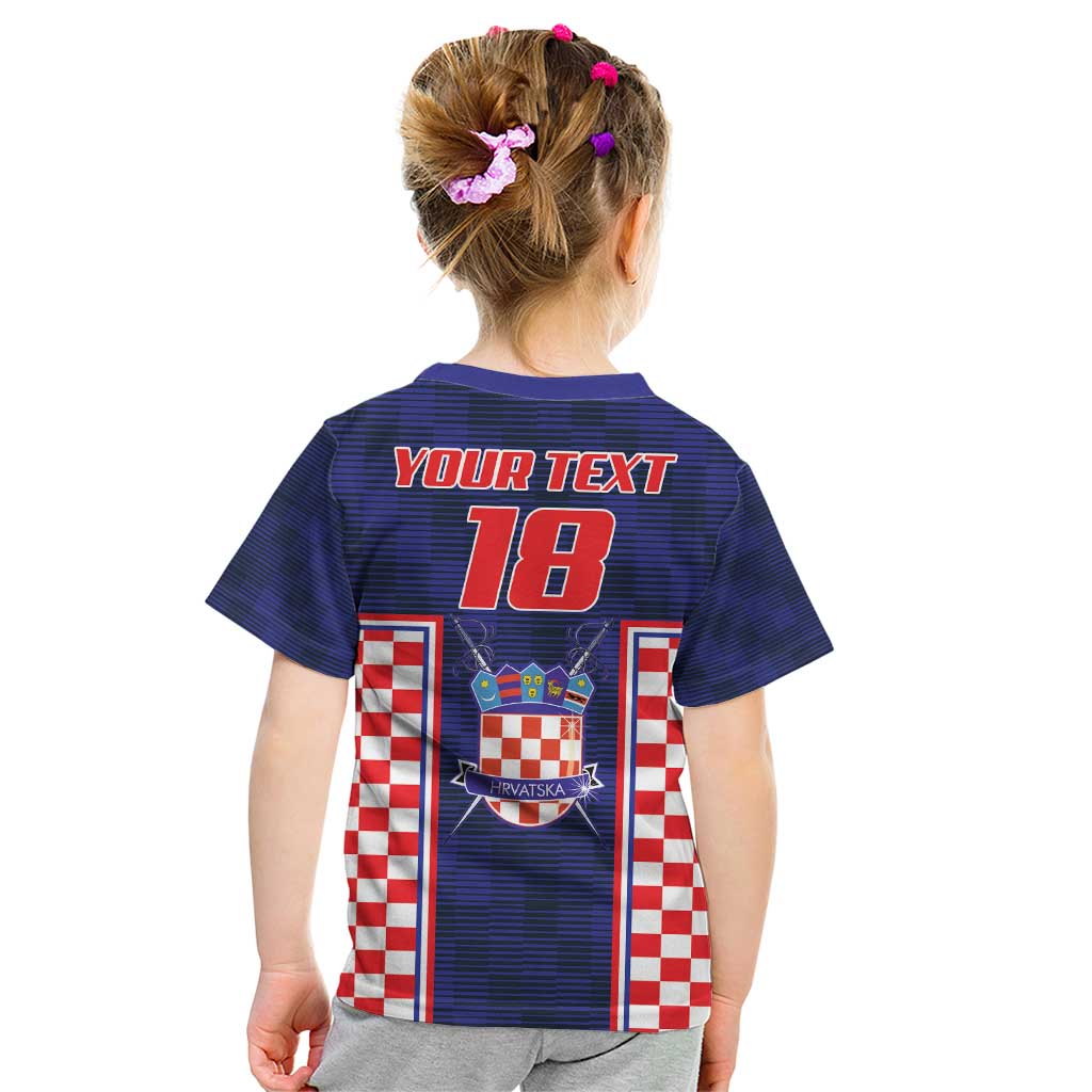 Custom Croatia Football Kid T Shirt Hrvatska Chessboard Heritage - Wonder Print Shop