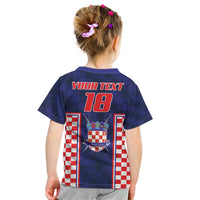 Custom Croatia Football Kid T Shirt Hrvatska Chessboard Heritage - Wonder Print Shop