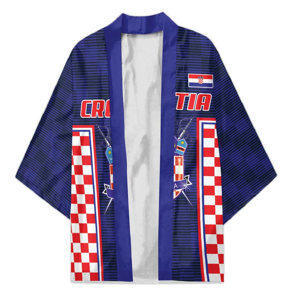 Custom Croatia Football Kimono Hrvatska Chessboard Heritage - Wonder Print Shop