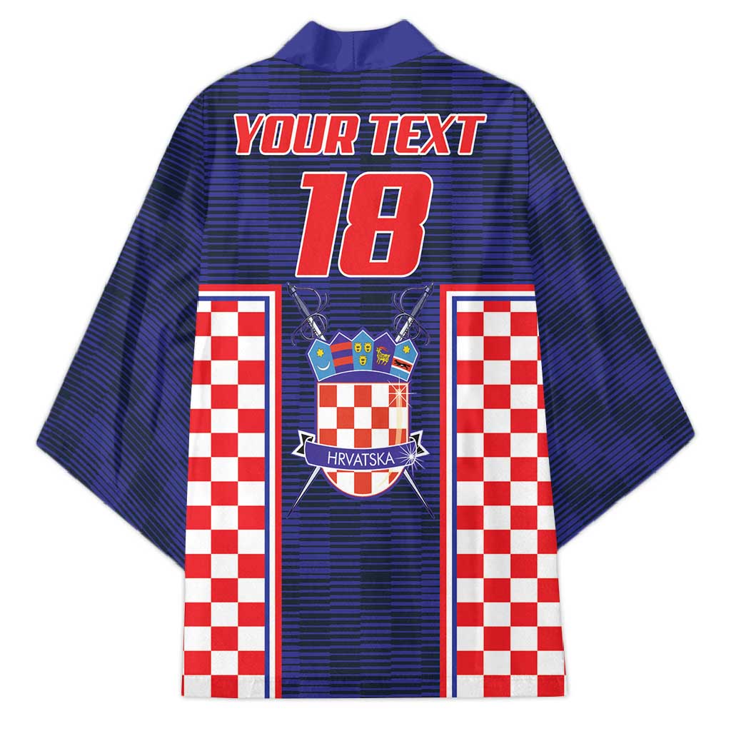 Custom Croatia Football Kimono Hrvatska Chessboard Heritage - Wonder Print Shop