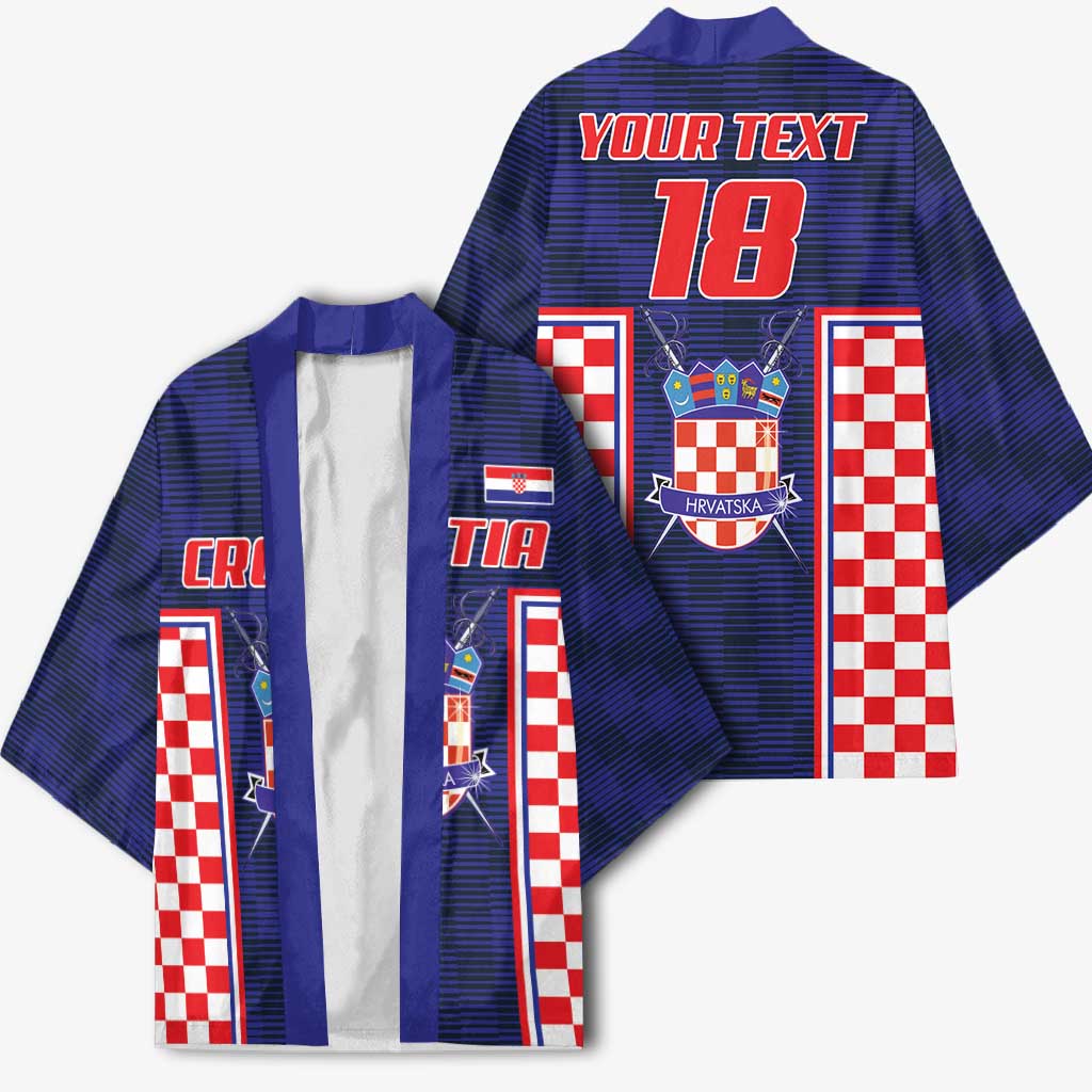 Custom Croatia Football Kimono Hrvatska Chessboard Heritage - Wonder Print Shop