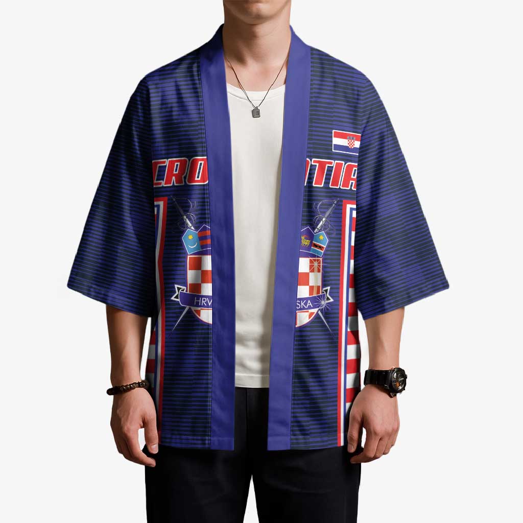Custom Croatia Football Kimono Hrvatska Chessboard Heritage - Wonder Print Shop