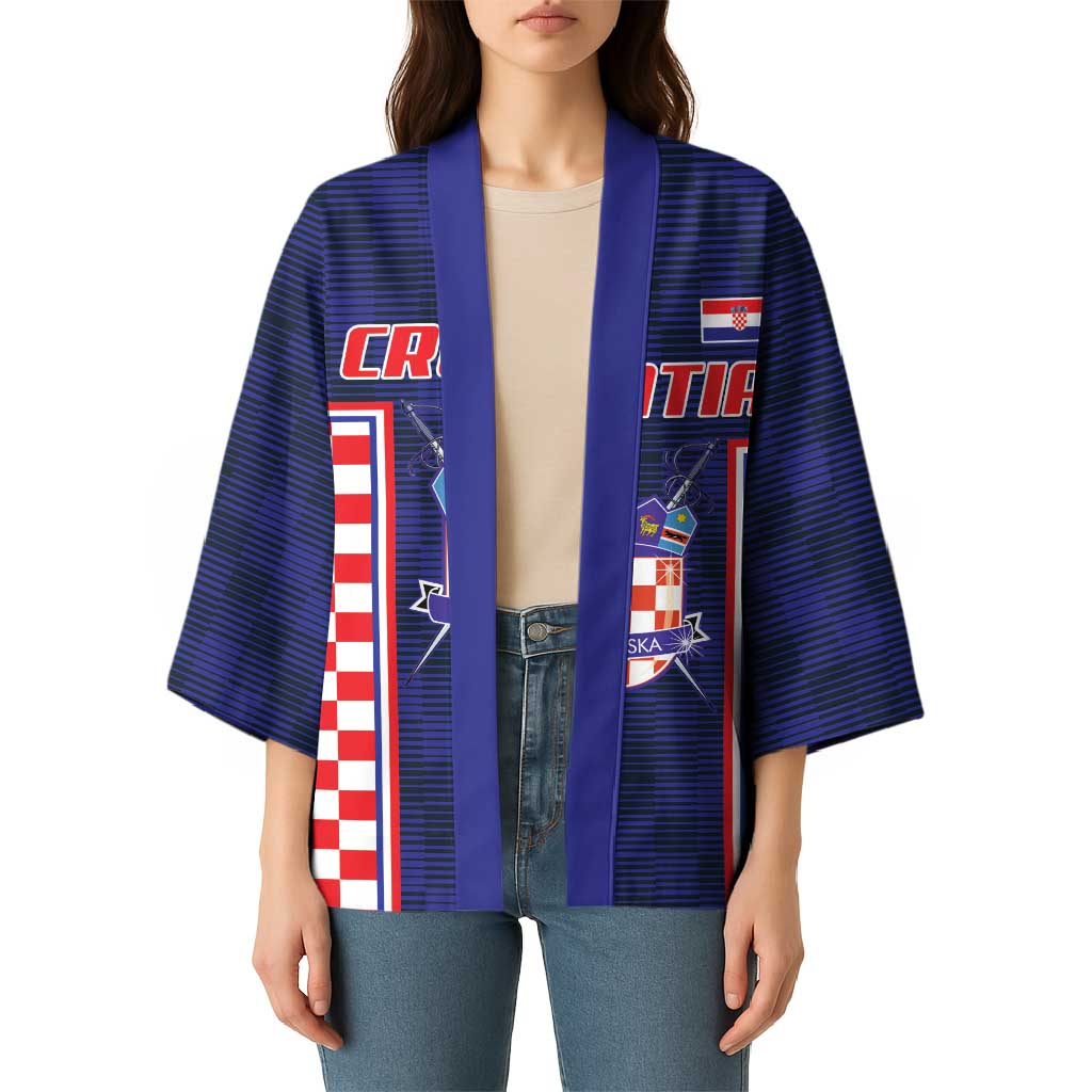 Custom Croatia Football Kimono Hrvatska Chessboard Heritage - Wonder Print Shop
