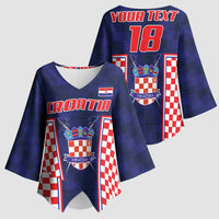 Custom Croatia Football Kimono Sleeve Blouse Hrvatska Chessboard Heritage - Wonder Print Shop