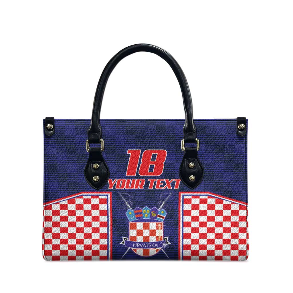 Custom Croatia Football Leather Bag Hrvatska Chessboard Heritage - Wonder Print Shop
