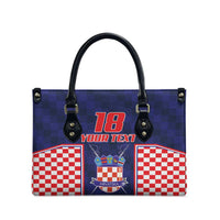 Custom Croatia Football Leather Bag Hrvatska Chessboard Heritage - Wonder Print Shop