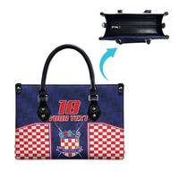 Custom Croatia Football Leather Bag Hrvatska Chessboard Heritage - Wonder Print Shop