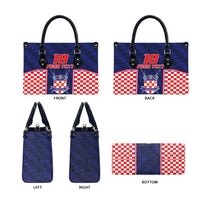Custom Croatia Football Leather Bag Hrvatska Chessboard Heritage - Wonder Print Shop