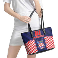 Custom Croatia Football Leather Tote Bag Hrvatska Chessboard Heritage - Wonder Print Shop