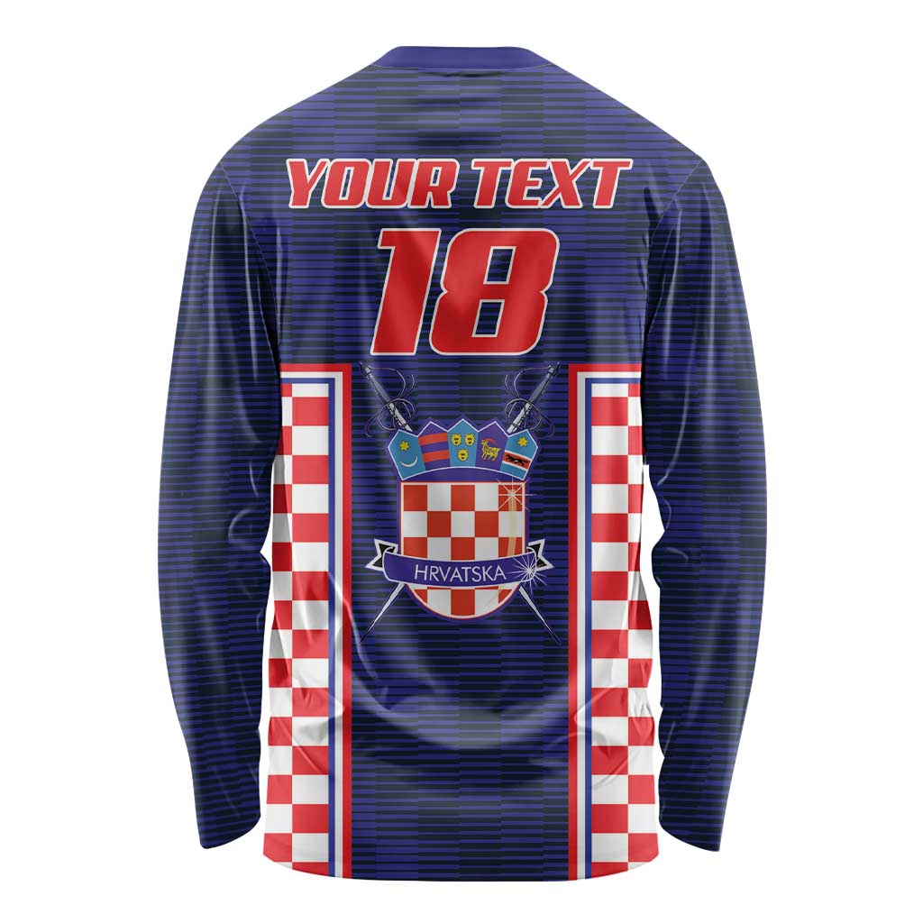 Custom Croatia Football Long Sleeve Shirt Hrvatska Chessboard Heritage - Wonder Print Shop