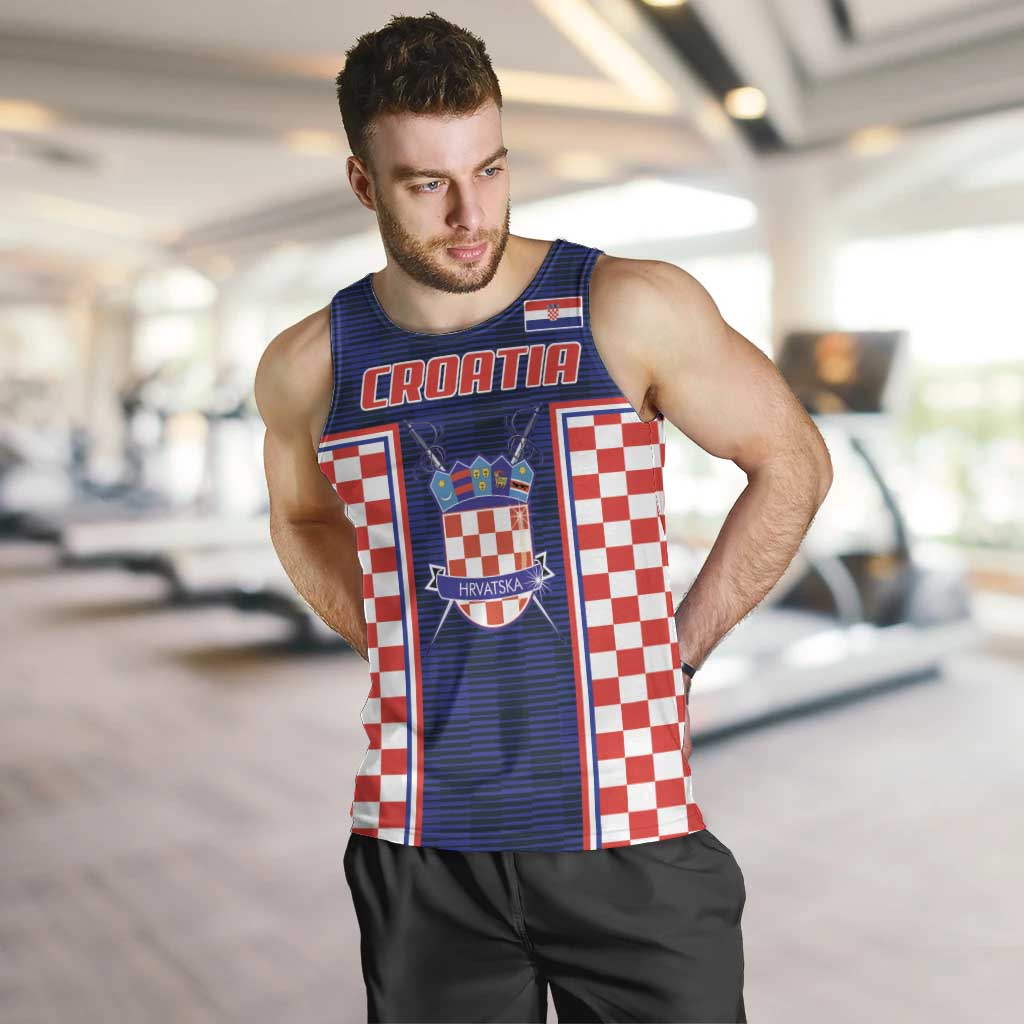 Custom Croatia Football Men Tank Top Hrvatska Chessboard Heritage - Wonder Print Shop