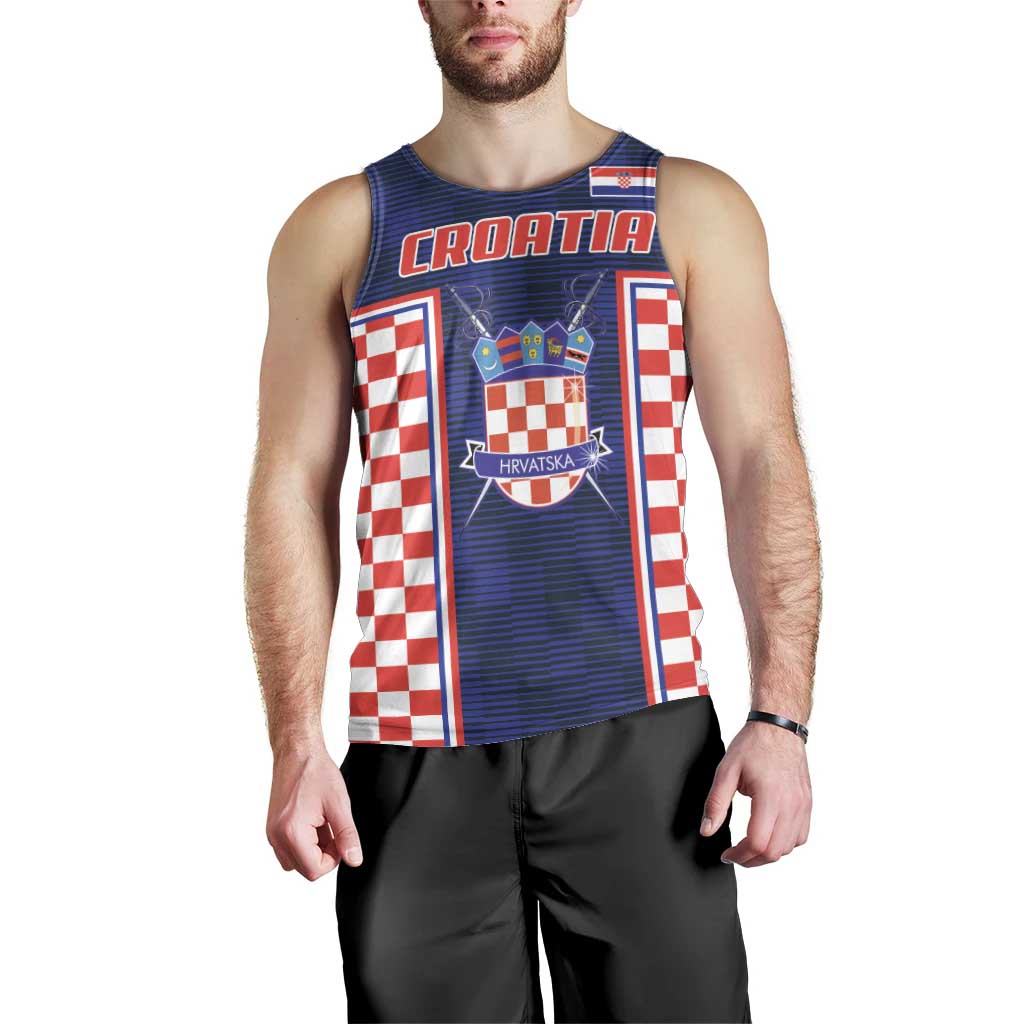 Custom Croatia Football Men Tank Top Hrvatska Chessboard Heritage - Wonder Print Shop