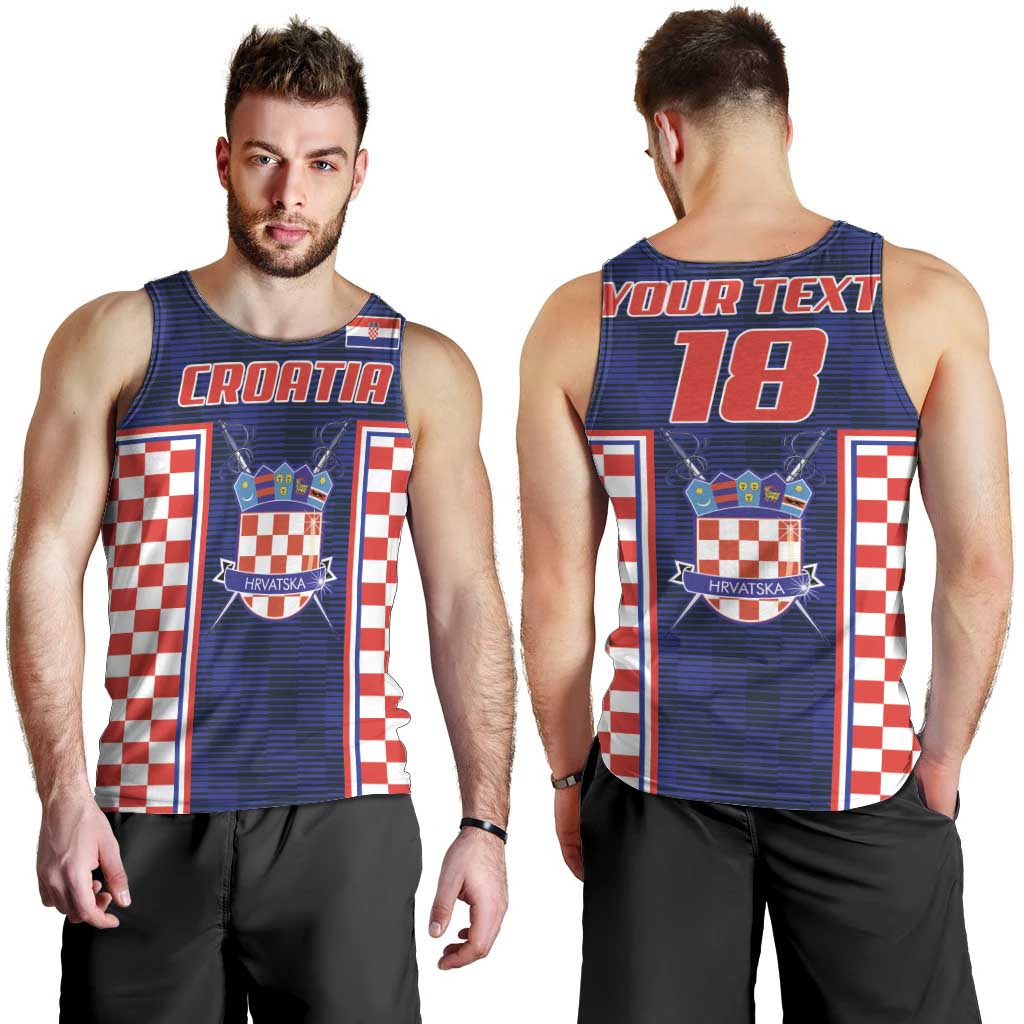 Custom Croatia Football Men Tank Top Hrvatska Chessboard Heritage - Wonder Print Shop