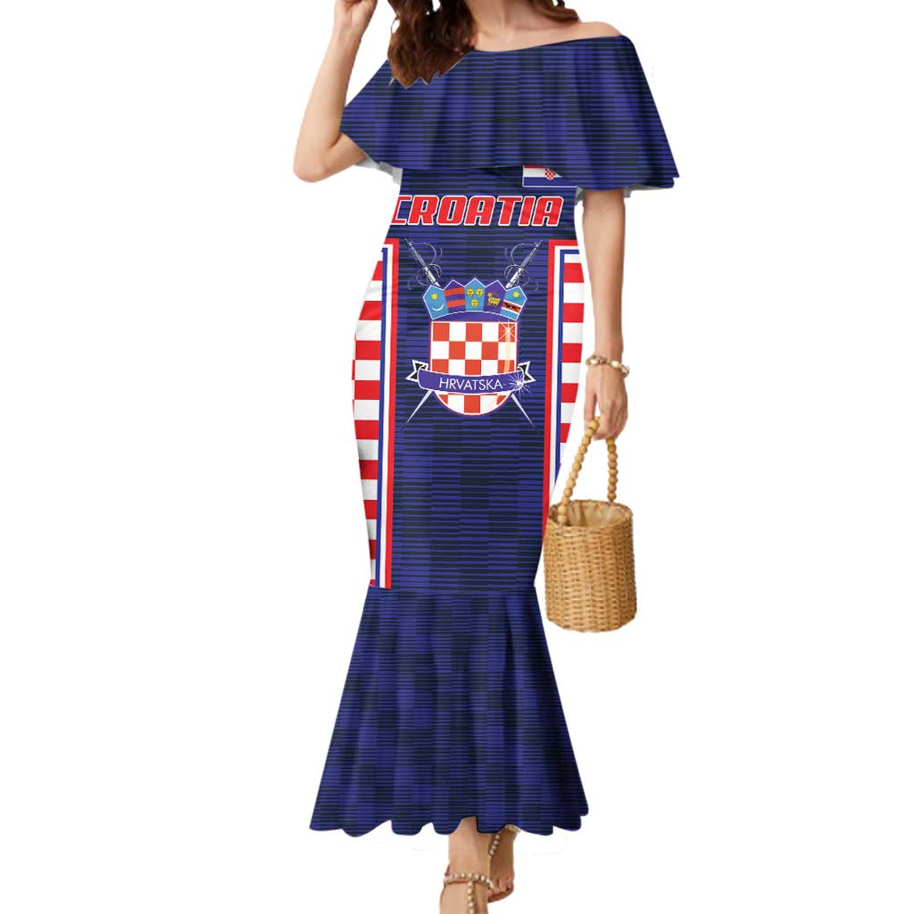Custom Croatia Football Mermaid Dress Hrvatska Chessboard Heritage - Wonder Print Shop
