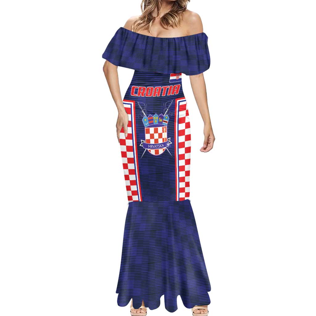 Custom Croatia Football Mermaid Dress Hrvatska Chessboard Heritage - Wonder Print Shop