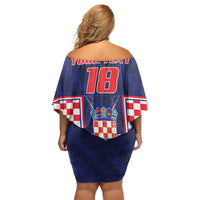 Custom Croatia Football Off Shoulder Short Dress Hrvatska Chessboard Heritage - Wonder Print Shop
