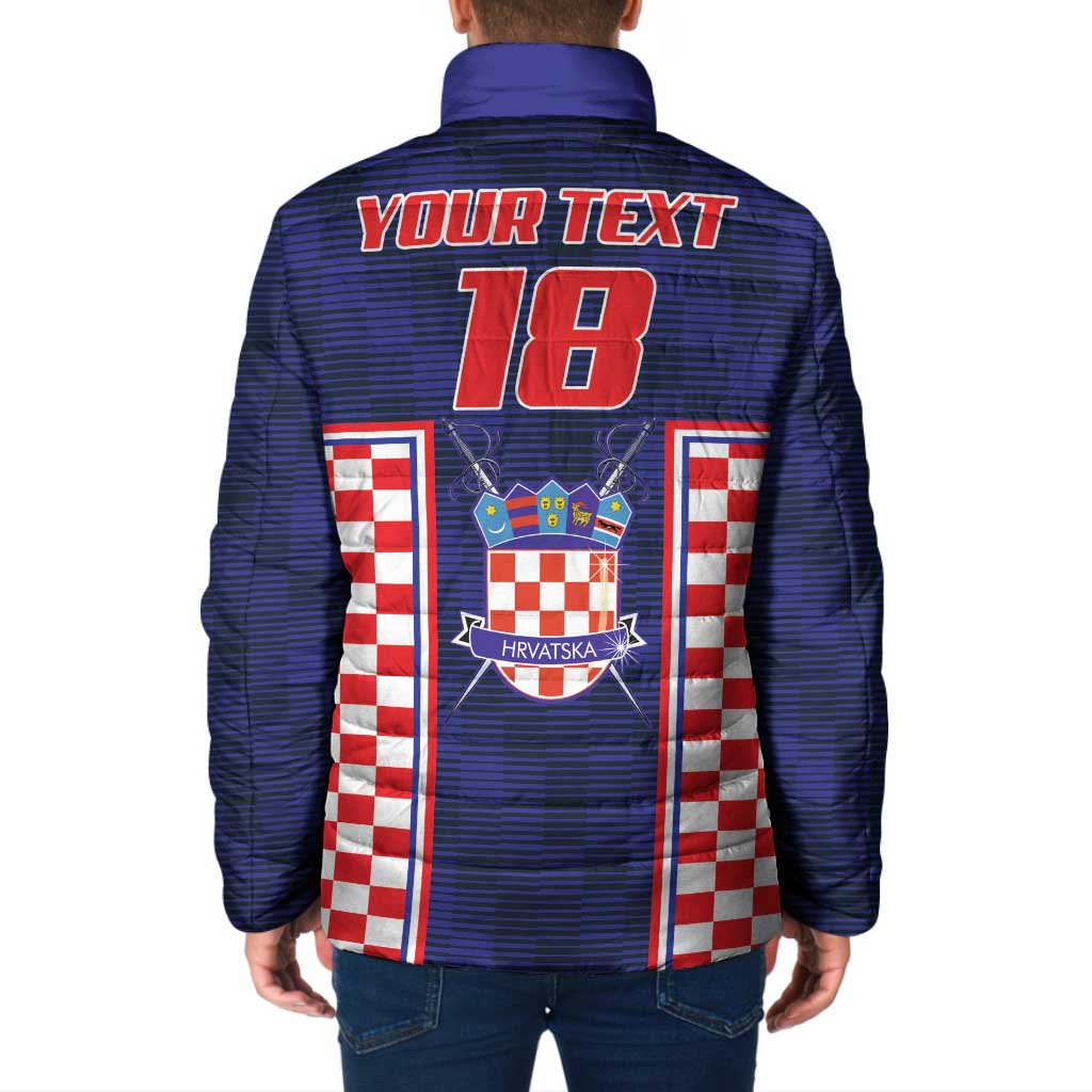 Custom Croatia Football Padded Jacket Hrvatska Chessboard Heritage - Wonder Print Shop