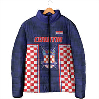 Custom Croatia Football Padded Jacket Hrvatska Chessboard Heritage - Wonder Print Shop