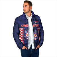 Custom Croatia Football Padded Jacket Hrvatska Chessboard Heritage - Wonder Print Shop