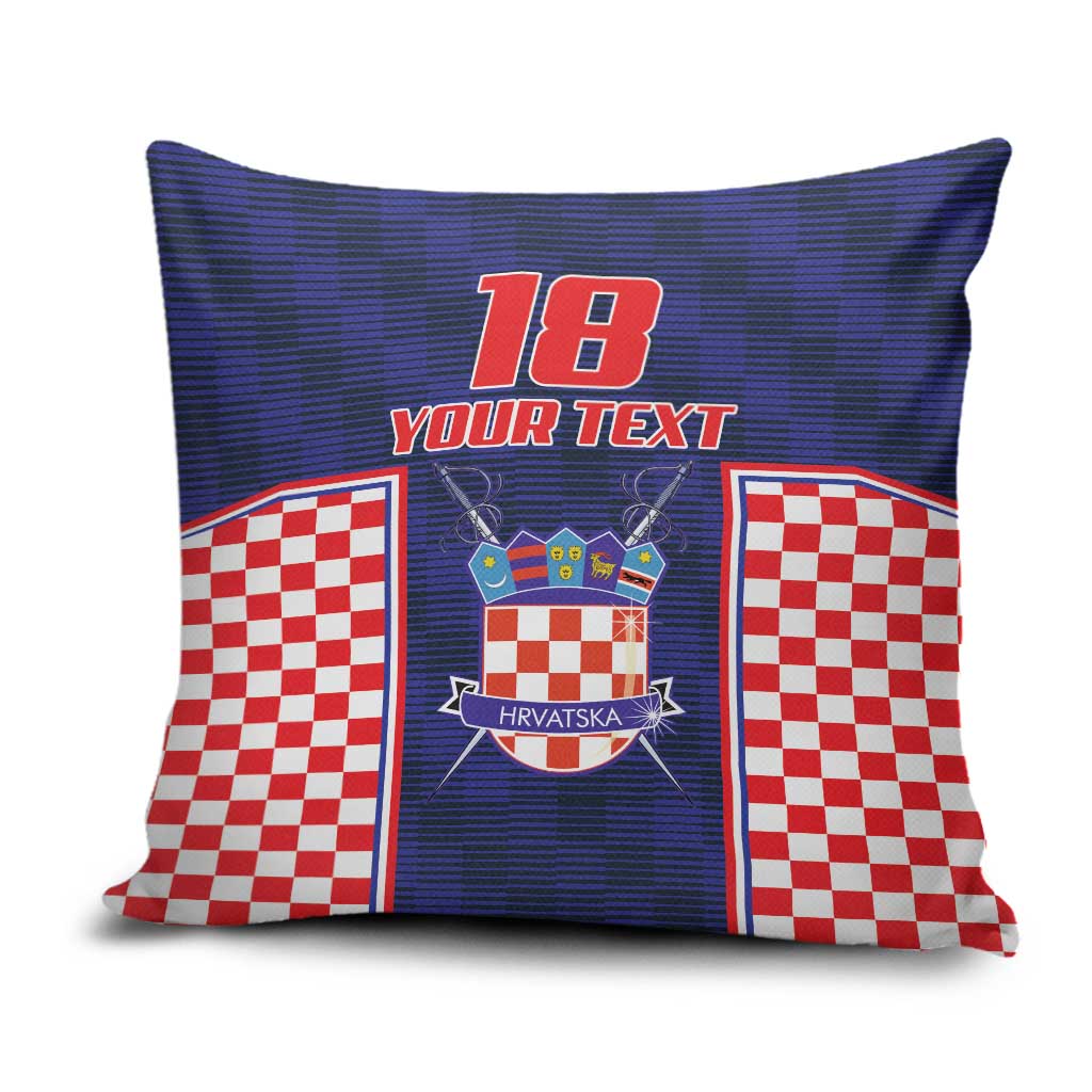 Custom Croatia Football Pillow Cover Hrvatska Chessboard Heritage - Wonder Print Shop