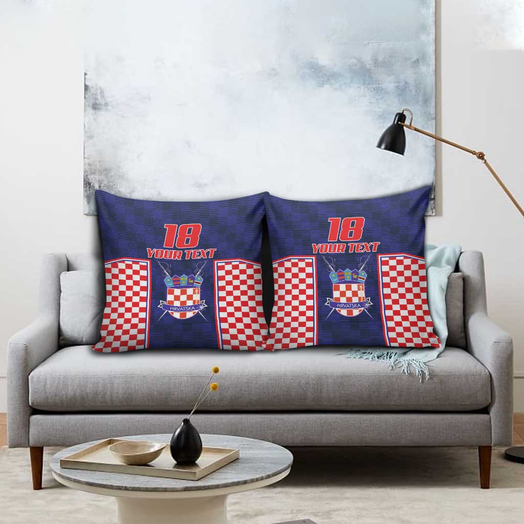 Custom Croatia Football Pillow Cover Hrvatska Chessboard Heritage - Wonder Print Shop