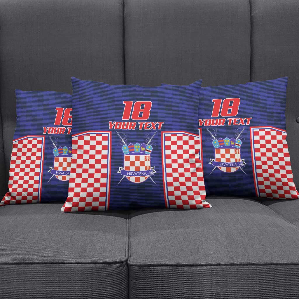 Custom Croatia Football Pillow Cover Hrvatska Chessboard Heritage - Wonder Print Shop