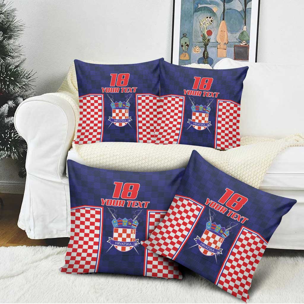 Custom Croatia Football Pillow Cover Hrvatska Chessboard Heritage - Wonder Print Shop