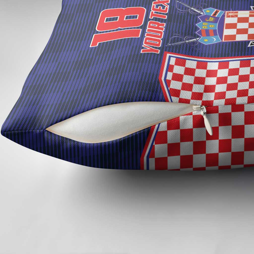 Custom Croatia Football Pillow Cover Hrvatska Chessboard Heritage - Wonder Print Shop