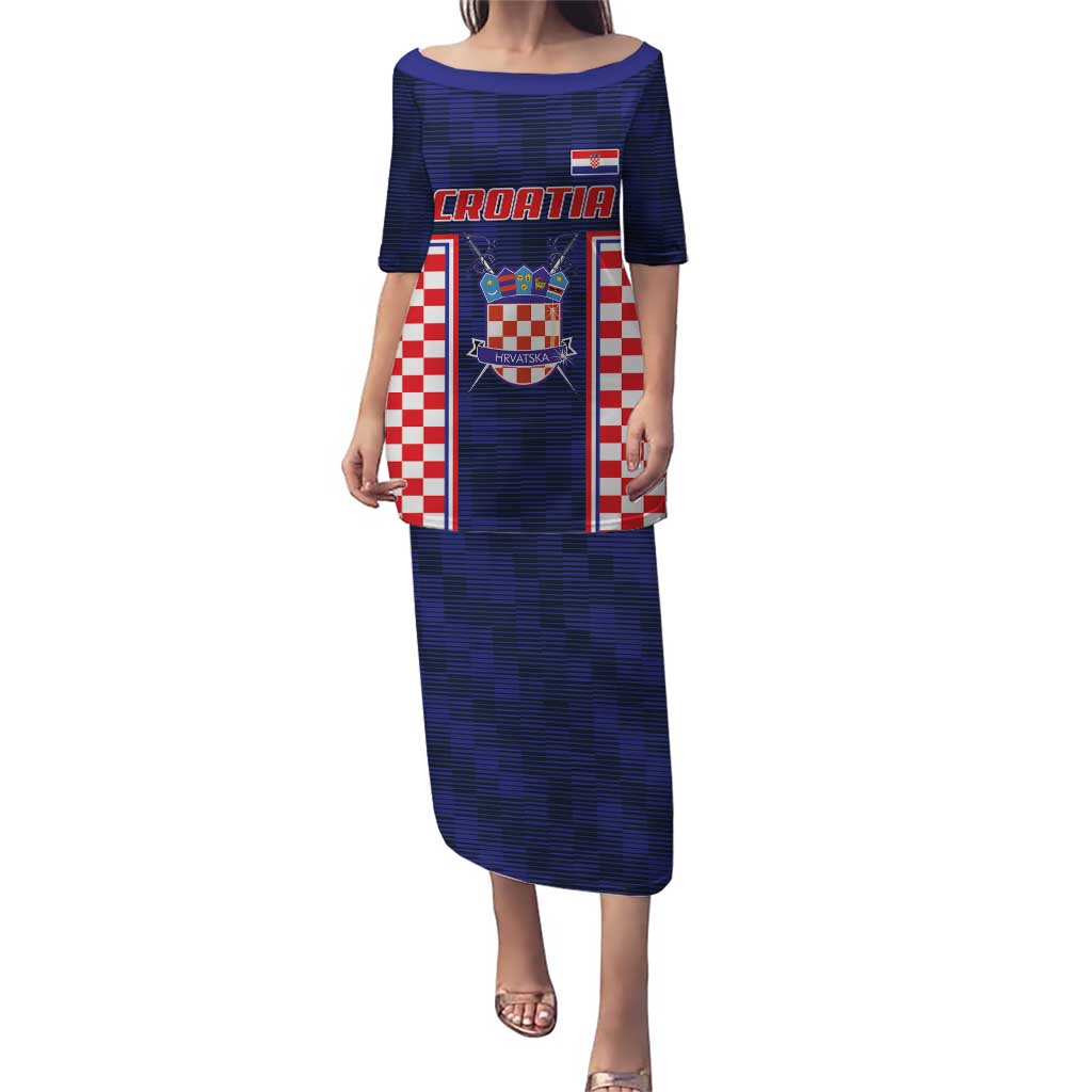 Custom Croatia Football Puletasi Hrvatska Chessboard Heritage - Wonder Print Shop