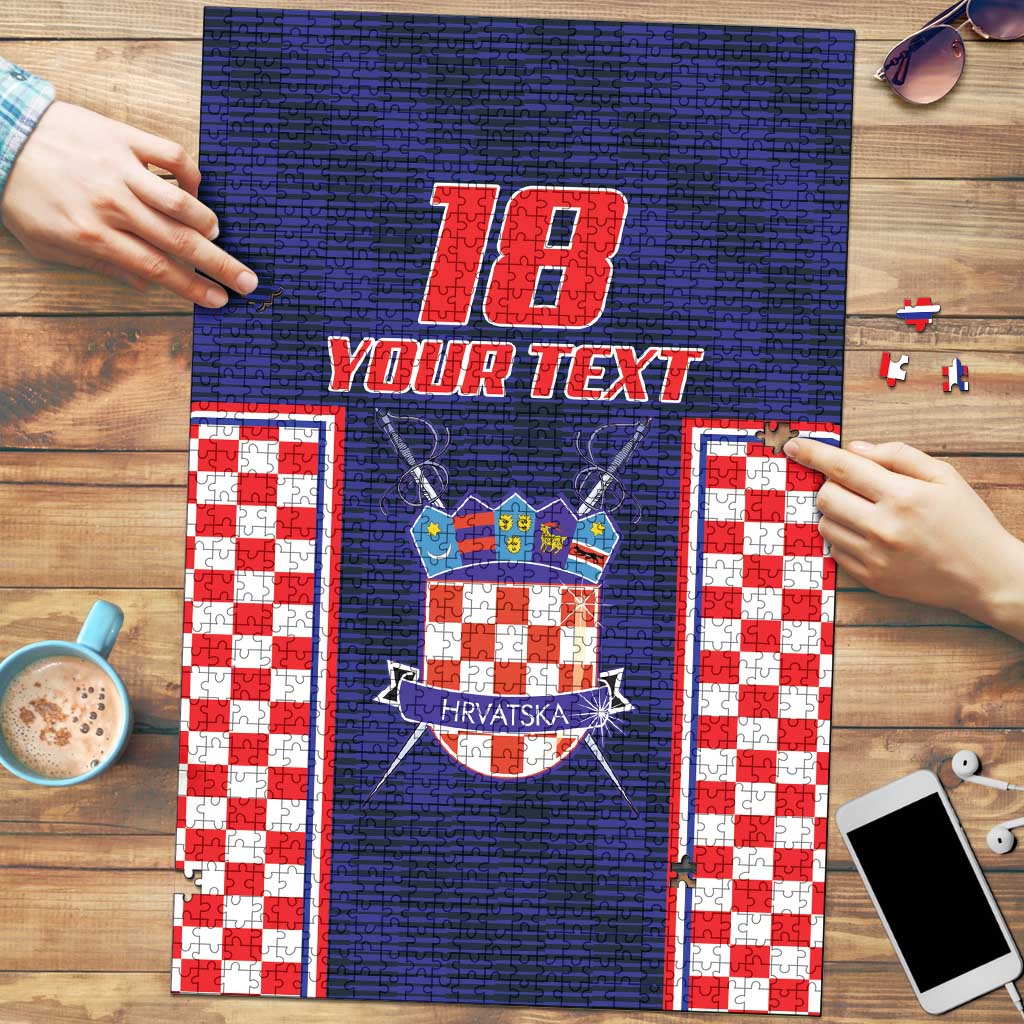 Custom Croatia Football Puzzle Hrvatska Chessboard Heritage - Wonder Print Shop