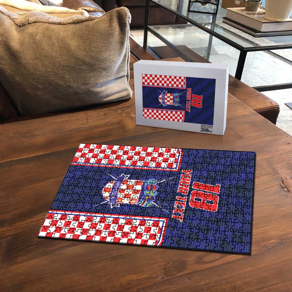 Custom Croatia Football Puzzle Hrvatska Chessboard Heritage - Wonder Print Shop
