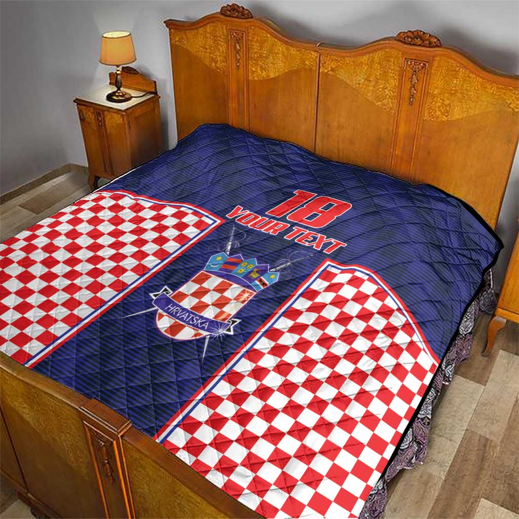 Custom Croatia Football Quilt Hrvatska Chessboard Heritage - Wonder Print Shop