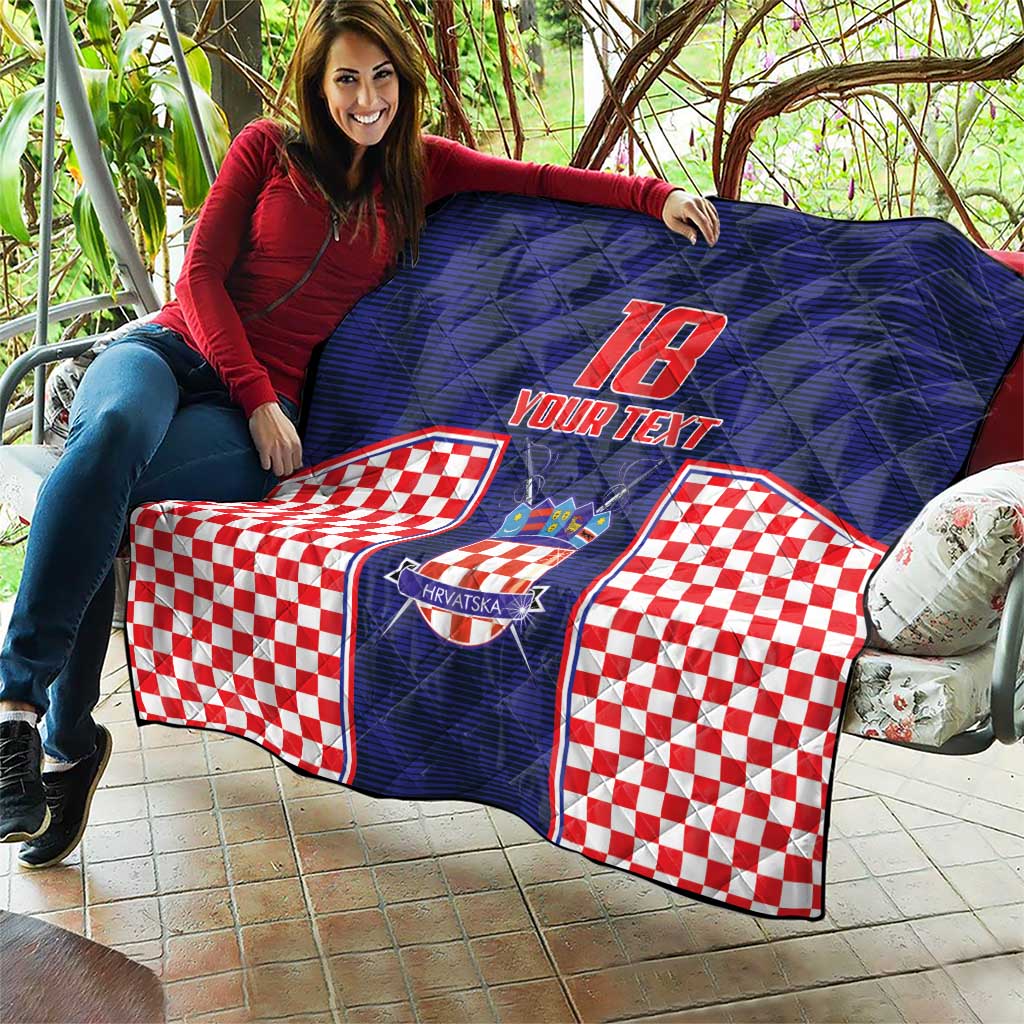 Custom Croatia Football Quilt Hrvatska Chessboard Heritage - Wonder Print Shop