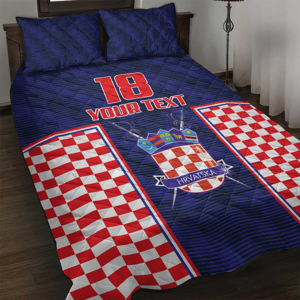 Custom Croatia Football Quilt Bed Set Hrvatska Chessboard Heritage - Wonder Print Shop