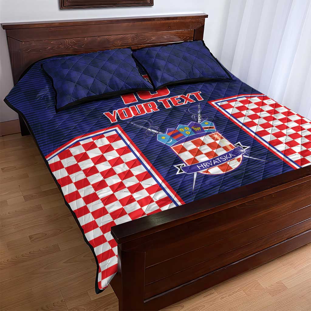 Custom Croatia Football Quilt Bed Set Hrvatska Chessboard Heritage - Wonder Print Shop