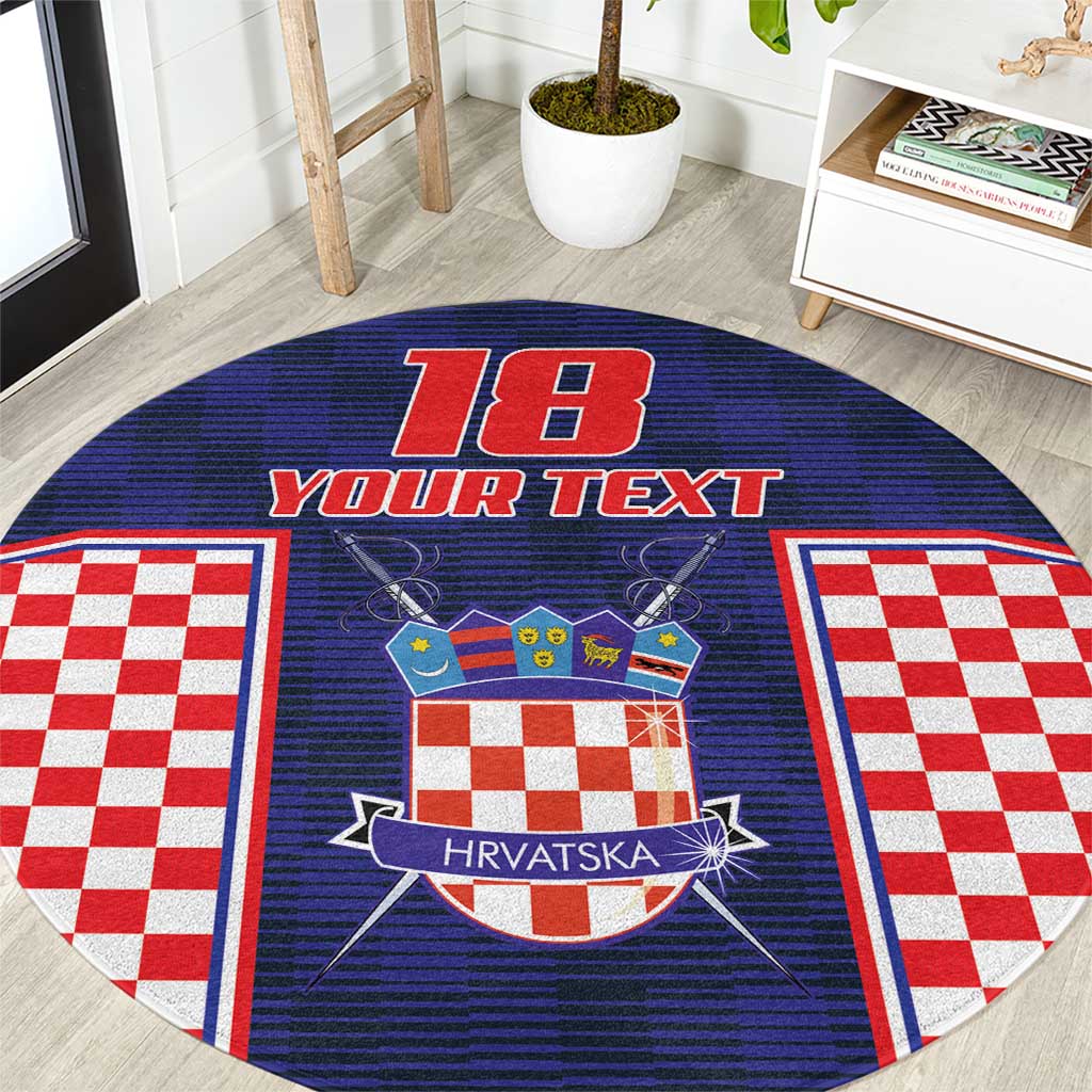 Custom Croatia Football Round Carpet Hrvatska Chessboard Heritage - Wonder Print Shop