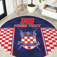 Custom Croatia Football Round Carpet Hrvatska Chessboard Heritage - Wonder Print Shop