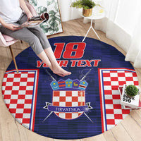 Custom Croatia Football Round Carpet Hrvatska Chessboard Heritage - Wonder Print Shop