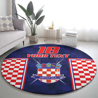 Custom Croatia Football Round Carpet Hrvatska Chessboard Heritage - Wonder Print Shop