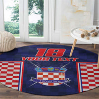Custom Croatia Football Round Carpet Hrvatska Chessboard Heritage - Wonder Print Shop